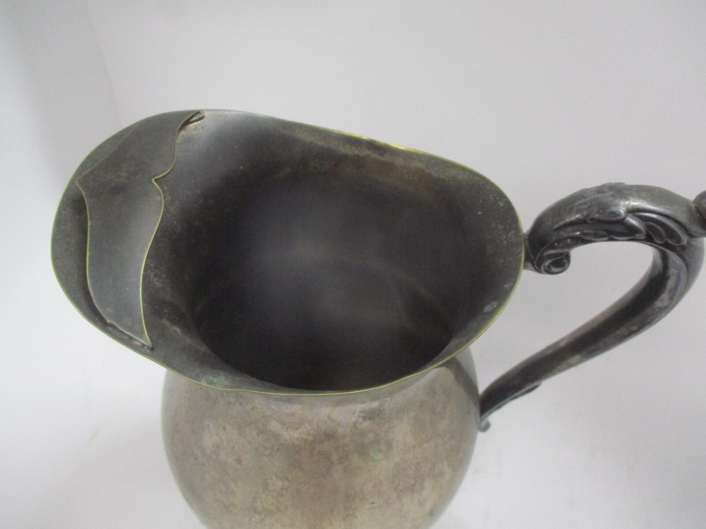 Vintage Unmarked Silverplate Pitcher with Ice Lip