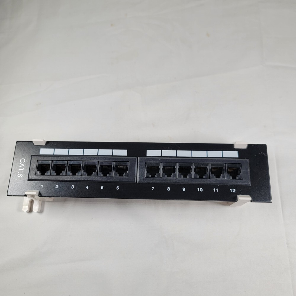 Cat6 UTP 12 Port Network Mini Patch Panel 110 with Surface Wall Mount Bracket