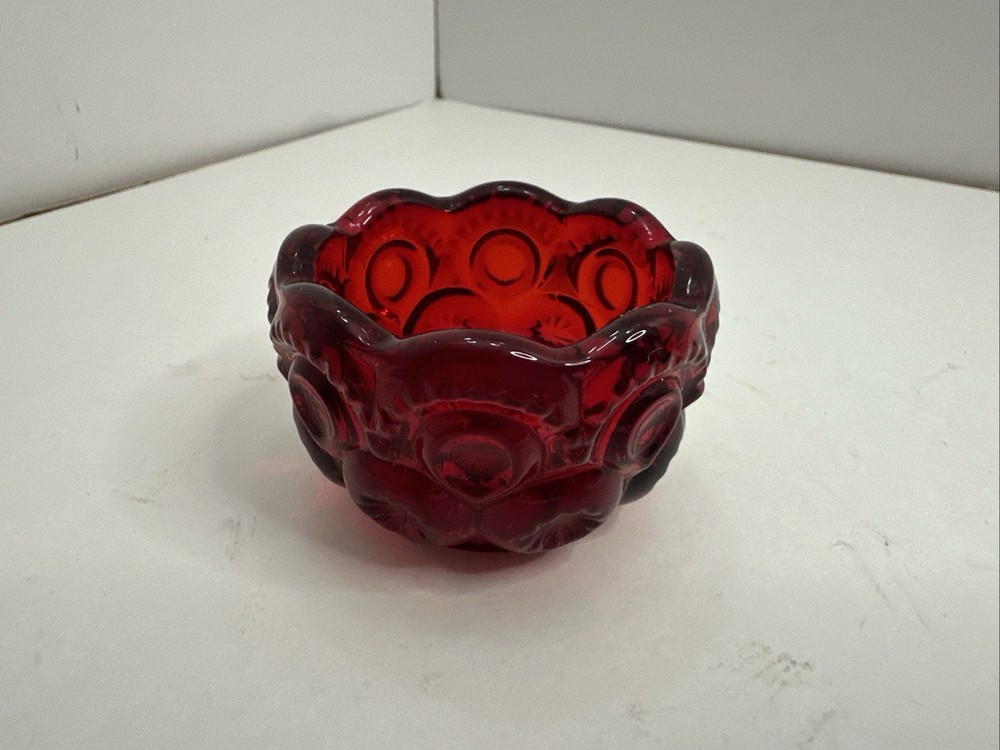 Vintage L.E. Smith Ruby Red Moon & Stars Salt Cellar