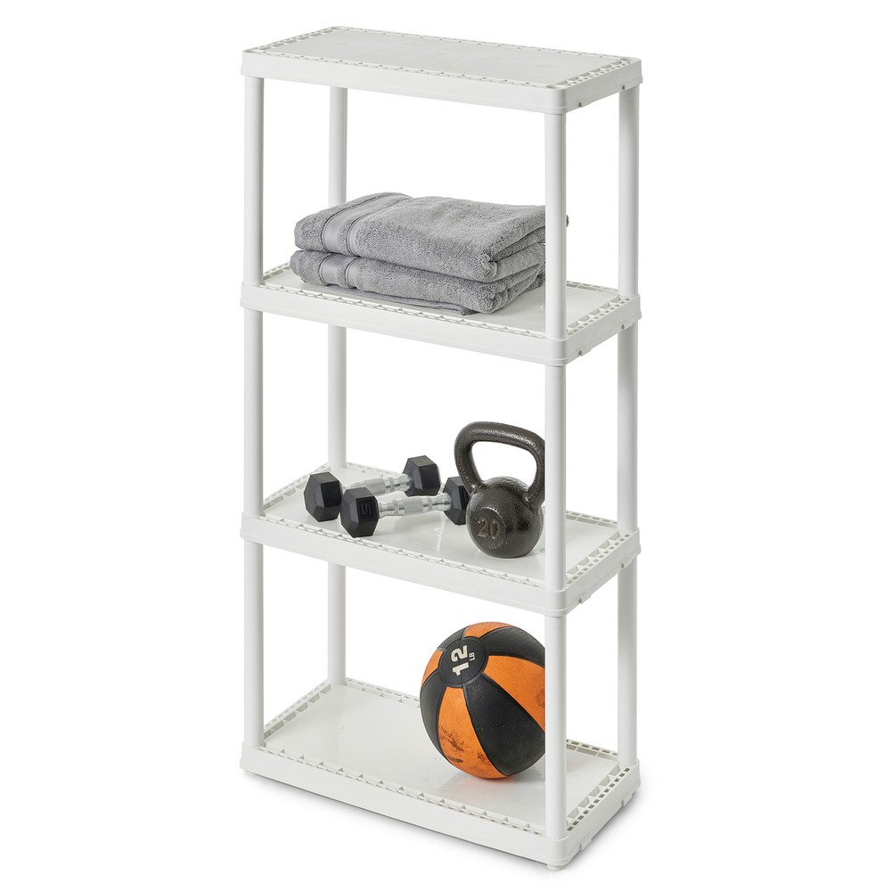 Gracious Living 4 Shelf Fixed Height Light Duty Storage Unit, White (3 Pack)