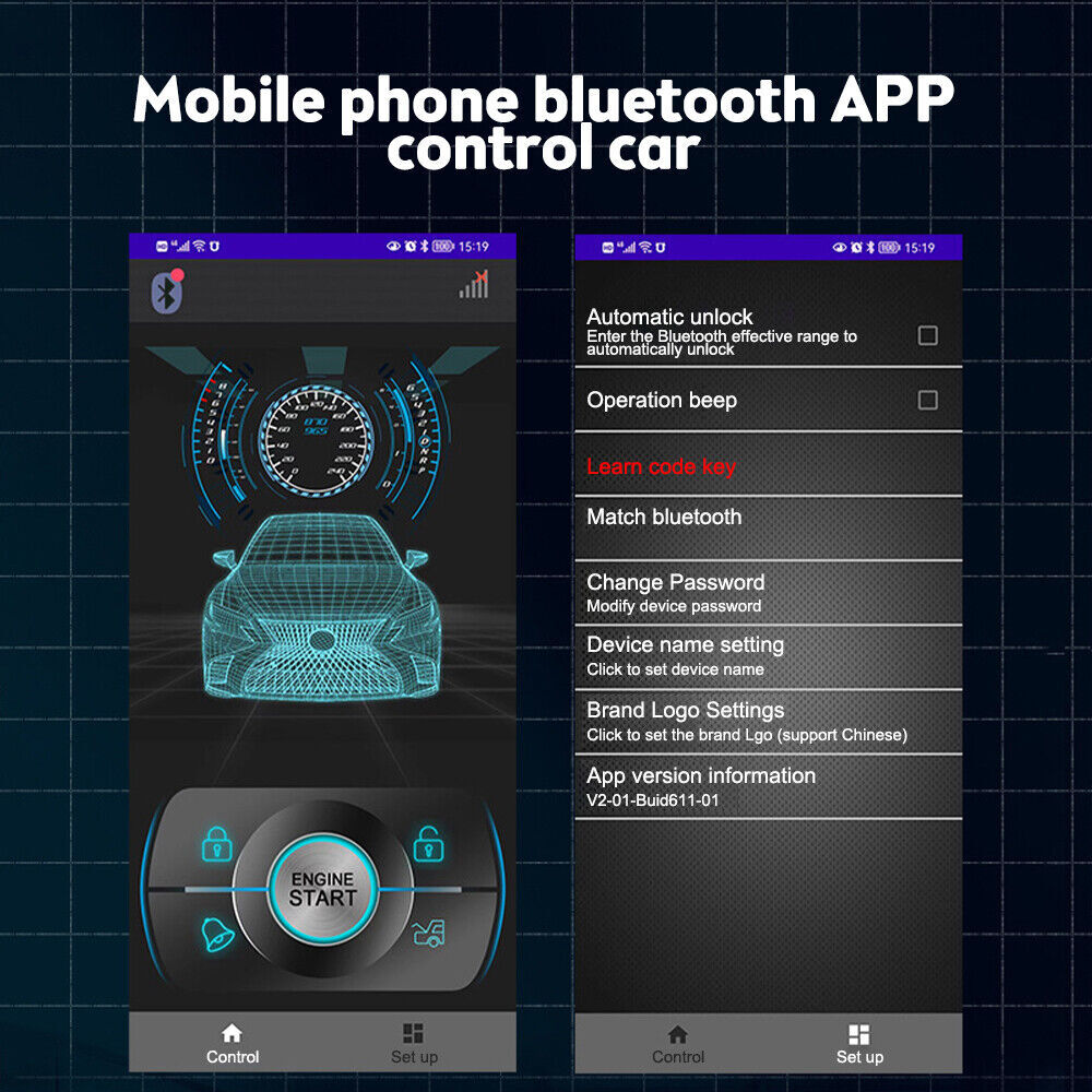 Car Keyless Entry Engine Start Alarm System Push Button Remote Starter US