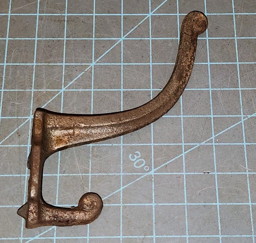 Antique Cast Iron Scroll Tip Double Coat Hat Hook - gwW