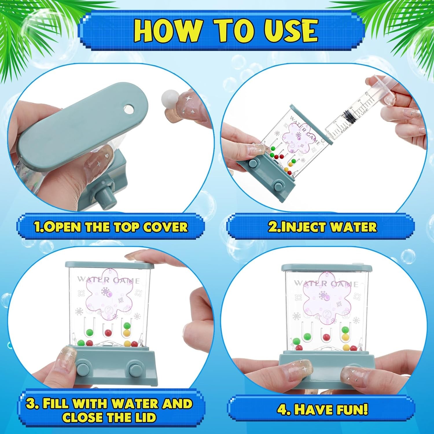 4 Pcs Water Ring Toss Game - Handheld Basketball Fun for Adults - Beach...