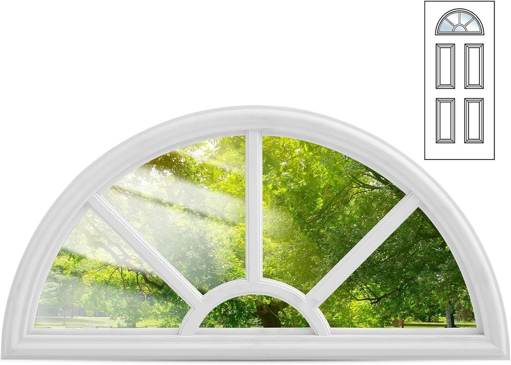22" x 10" Entry Door Glass Insert - Elegant Half Round Low-e Window Replacement