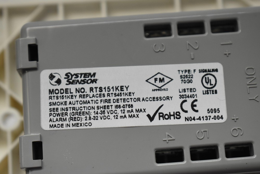 System Sensor RTS151KEY White Remote Test Station Key Switch Smoke Detector