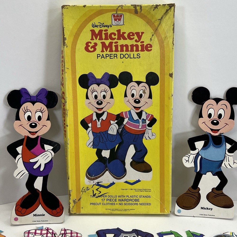 1982 Disney Mickey & Minnie Mouse Paper Dolls - Incomplete