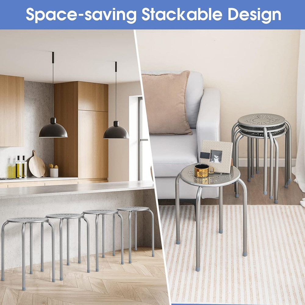 Multipurpose Stool Chairs, Small Stool Sets, Metal Stool with Dome, Stackable Ba