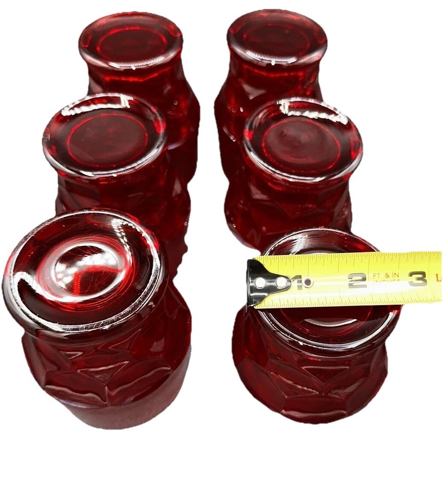 Vintage Glasses Honey Comb Pattern by Viking (6) Ruby Red