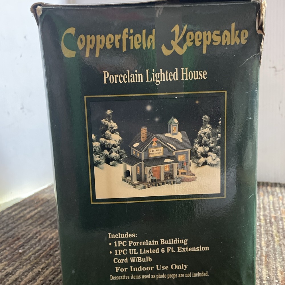 Copperfield Keepsake CAPTAINS FISH & CHIPS Porcelain Lighted House -NO LIGHT