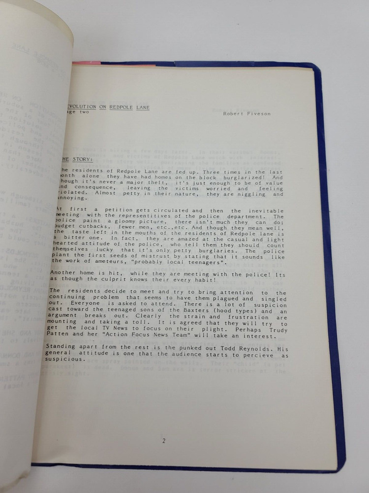 REVOLUTION ON REDPOLE LANE / Robert S. Fiveson, UNPRODUCED SYNOPSIS Script