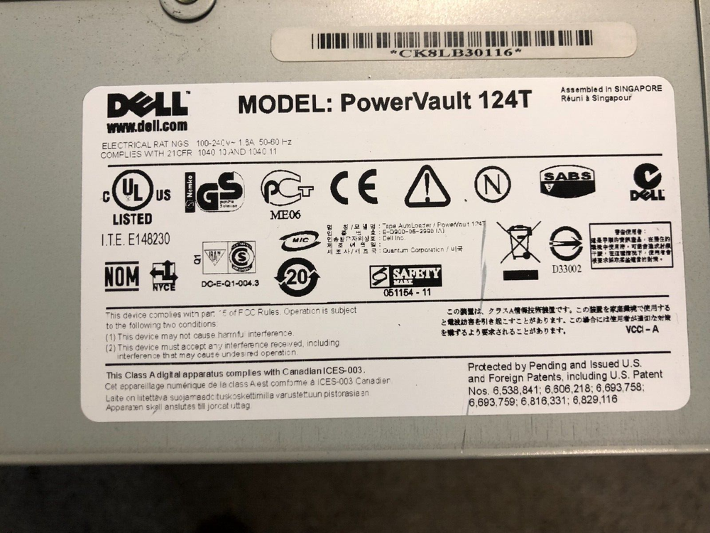 Dell PowerVault 124T Autoloader Tape Drive