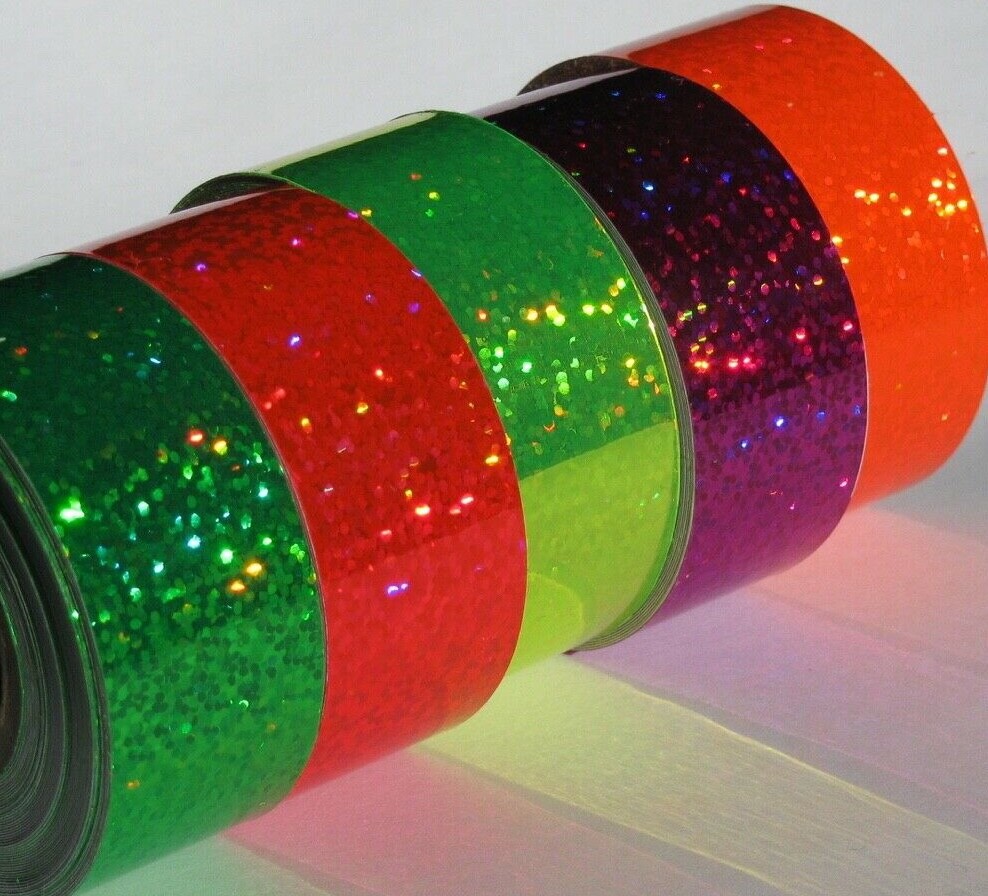 Any 10 Different Sparkling Holographic Sequins Tapes, 1" x 25 ft, made in USA