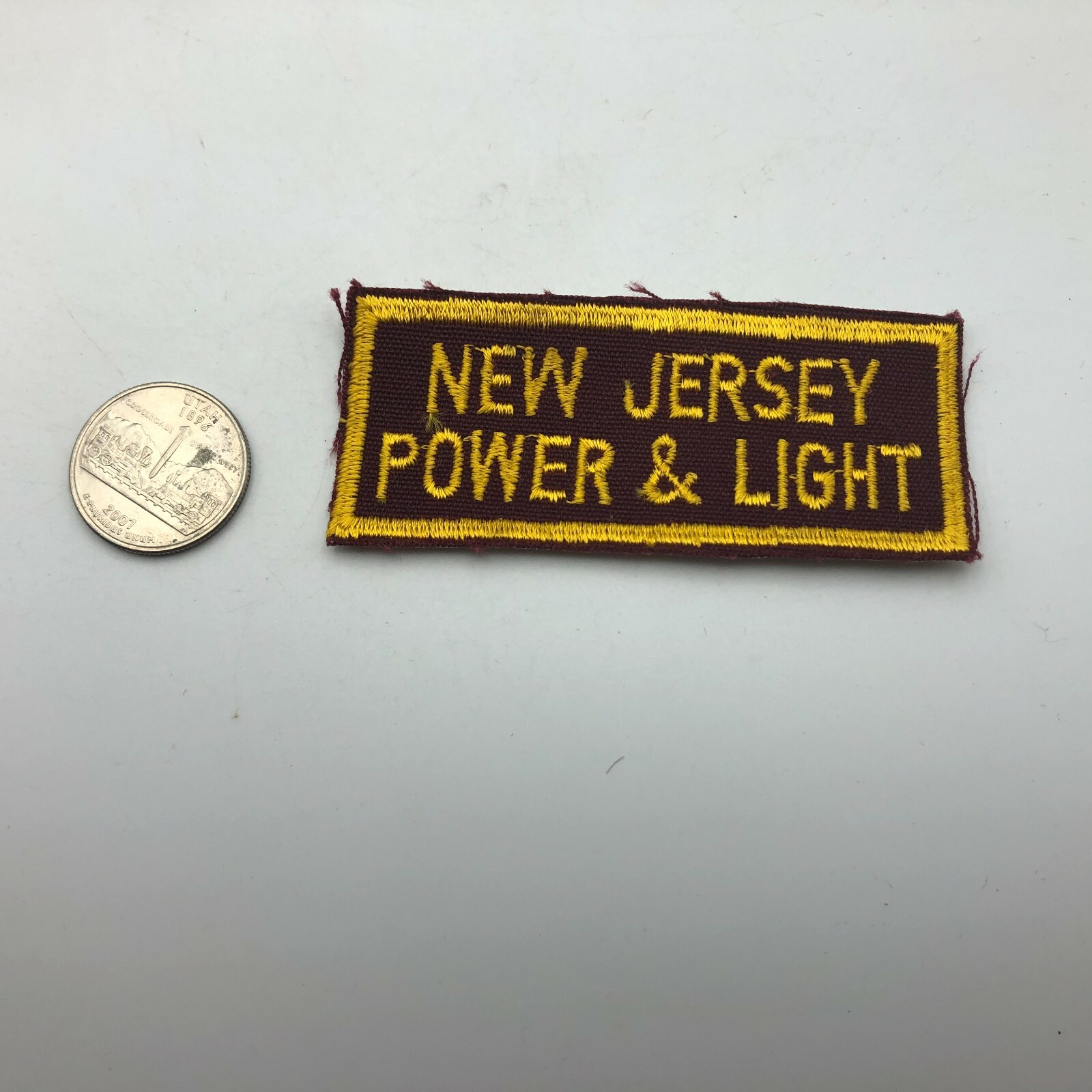 New Jersey Power & Light Patch Uniform Cap Hat Patch 1-1/2" x 3-3/8" Vintage