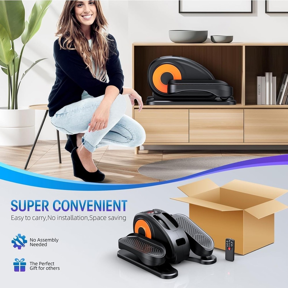 Compact Under Desk Elliptical Machine - 12-Speed Remote Control Leg Exerciser