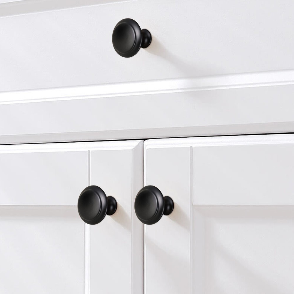 2-100 Pack Matte Black Kitchen Cabinet Knobs Round Drawer Pulls Stainless Steel