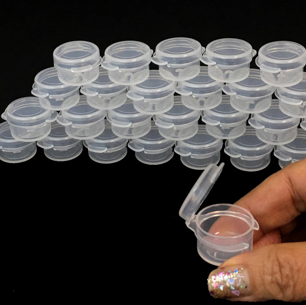 Cosmetic Hinge Jars Empty Plastic Beauty Sample Container 3 Gram Clear (50) 5006