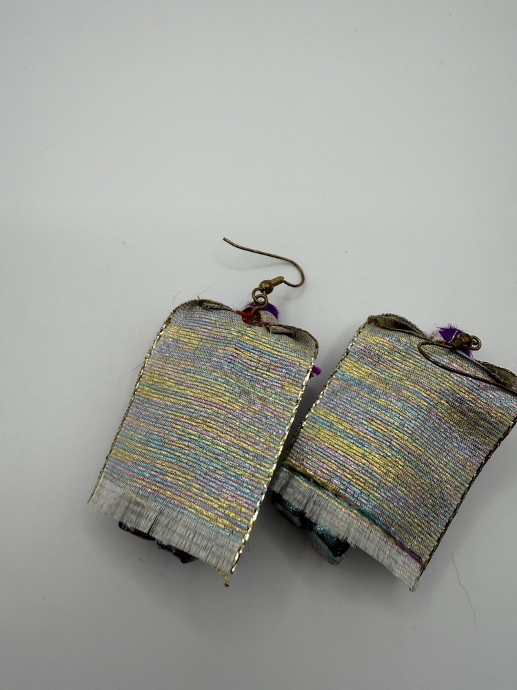 Vintage Unsigned Robot Warrior Handmade Earrings