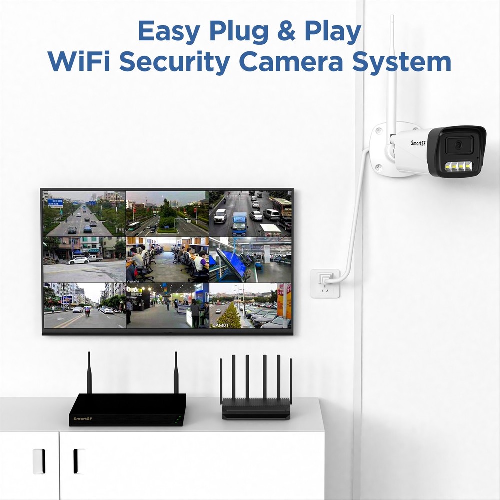 Wireless Security Camera System, 10CH Wireless NVR System with 6pcs HD 3MP cam