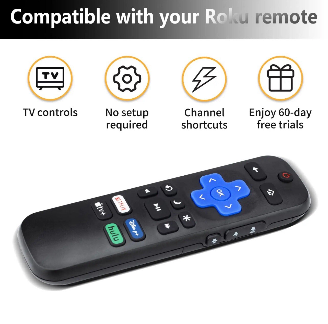 2pack Remote Control Replacement For All TCL Hisense Onn Roku TV