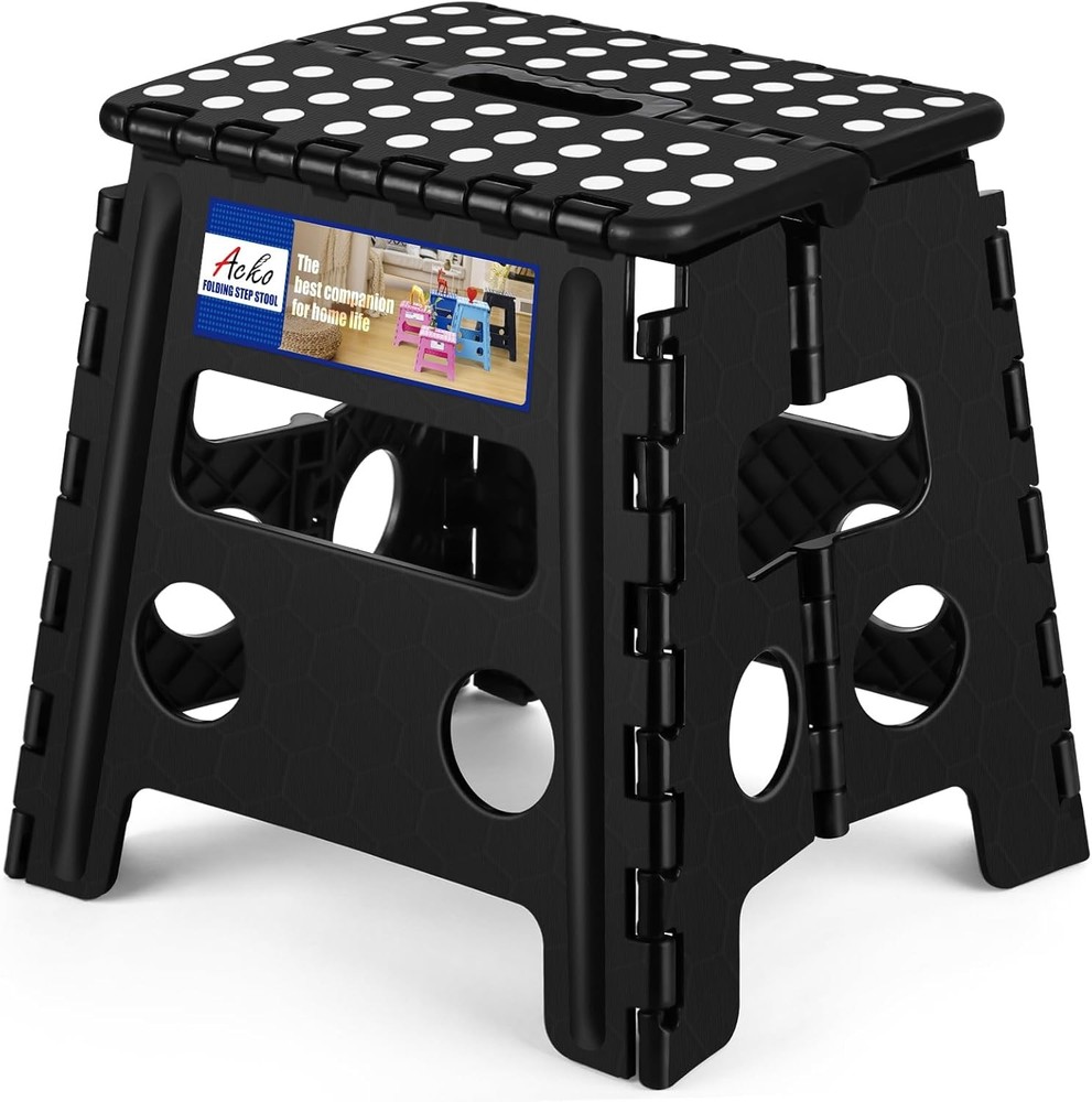 AO Folding Step Stool 13 Inch, Sturdy Collapsible Step Stool Foldable Up
