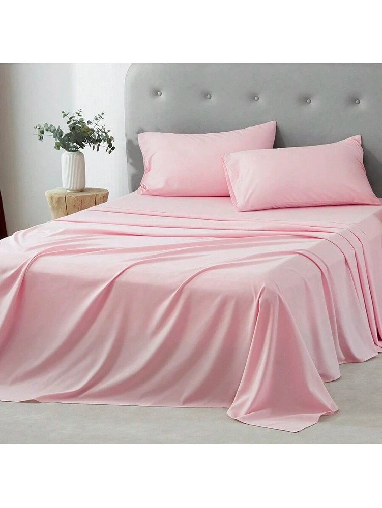 3/4 Piece Bed Sheet Soft Cooling Comfortable Breathable Bedding, Pink