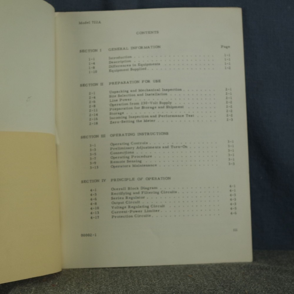 HP Model 722A/AR DC Power Supply Operating Manual