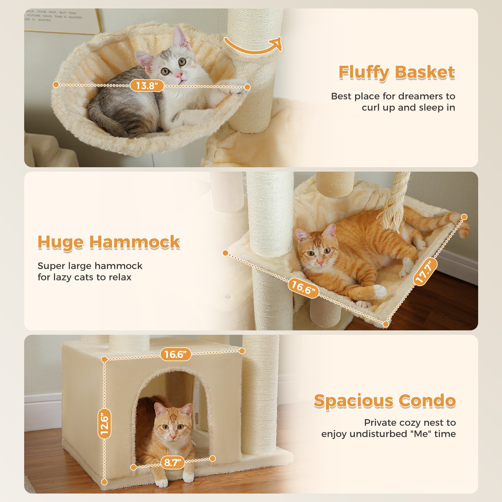 PAWZ Road Maine Coon Cat Tree 67-Inch Heavy Duty Cat Tower for Indoor Large Cats