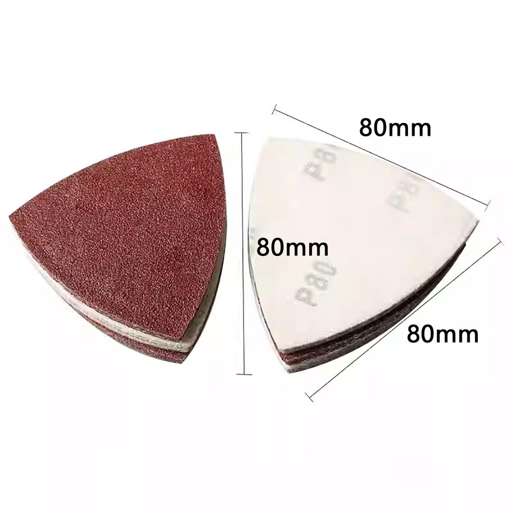 80mm Hook and Loop Delta Sanding Sheets Triangular Detail Sandpaper Pads Red