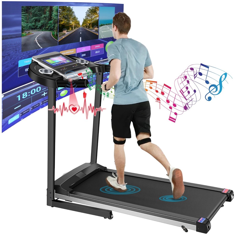 🏃9% Incline Foldable Treadmill with Kettle Cup Holder &36 Workout Programs🏃