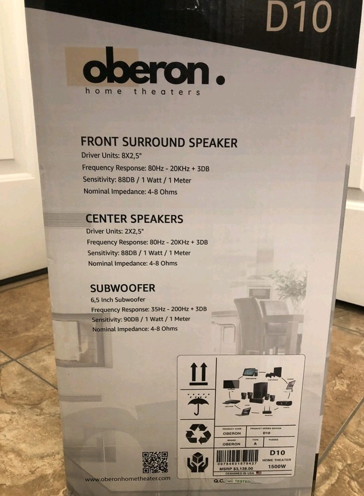 Oberon D10 Home Theater Speaker System New