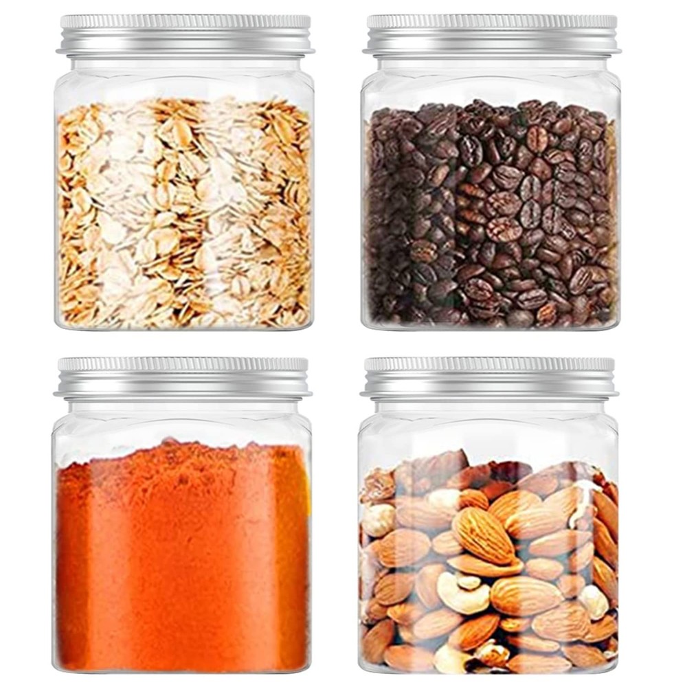 24 Oz Clear Plastic Jars 720mL Plastic Containers Reusable Empty Storage Jars...