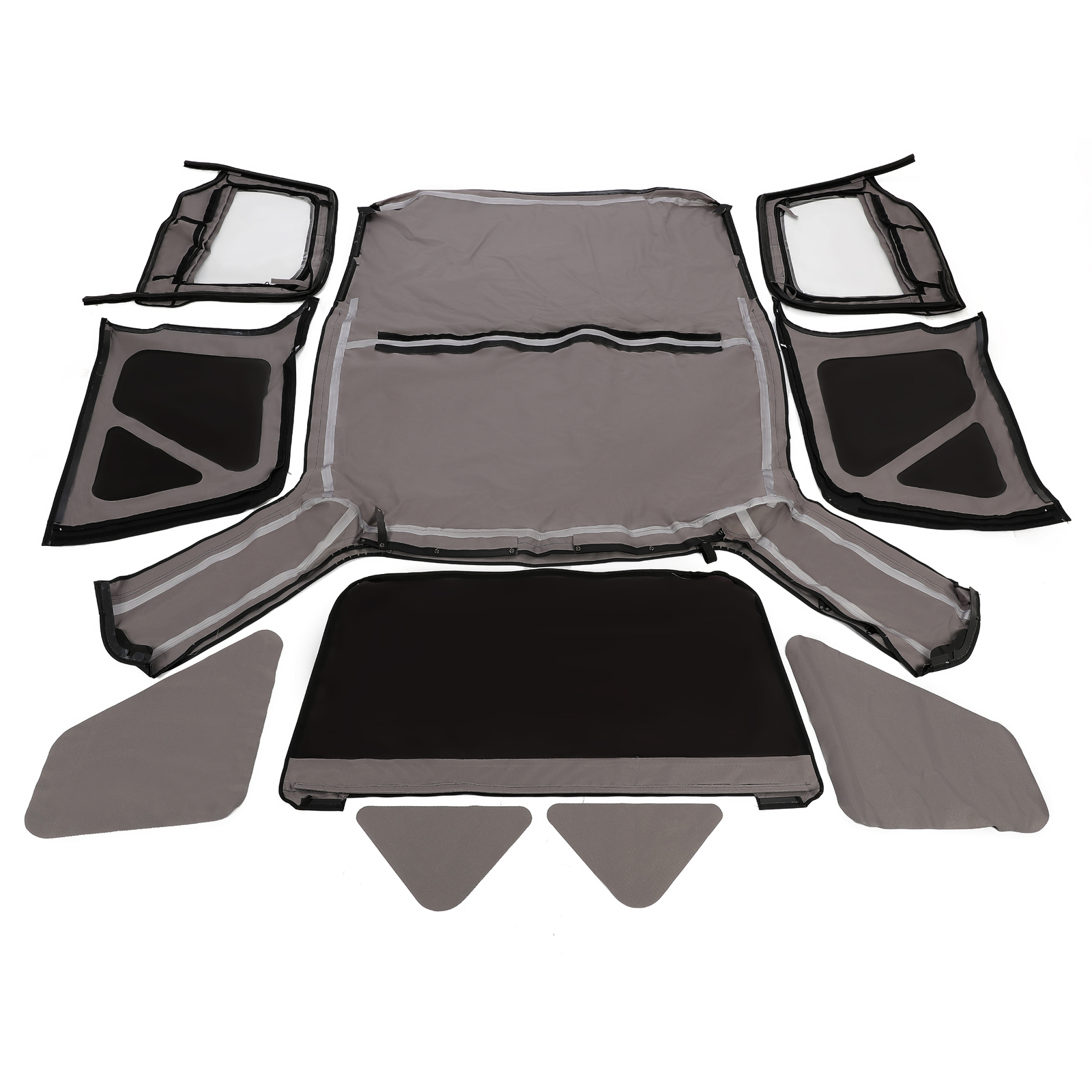 Front Rear Soft Top + Upper Skins Diamond Black For 97-06 Jeep Wrangler TJ 2 Dr