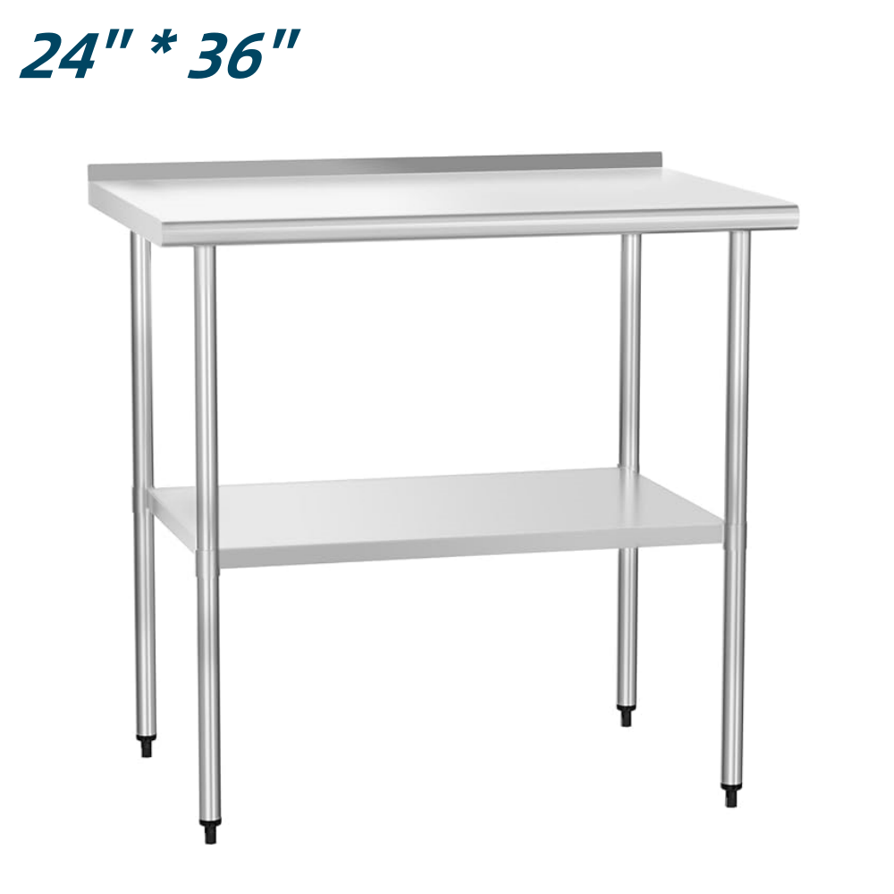 Stainless Steel Commercial Kitchen Food For Prep Table Work with Backsplash NSF