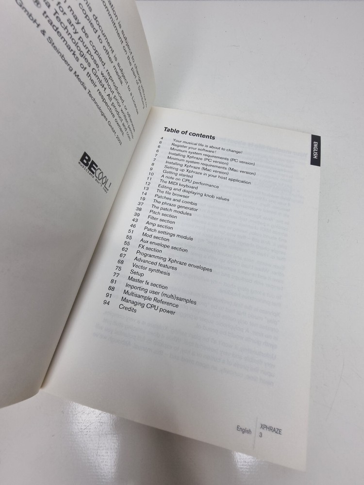 Steinberg Xphraze Ultimate Synthesizer SoftwareOperation Manual Book PC
