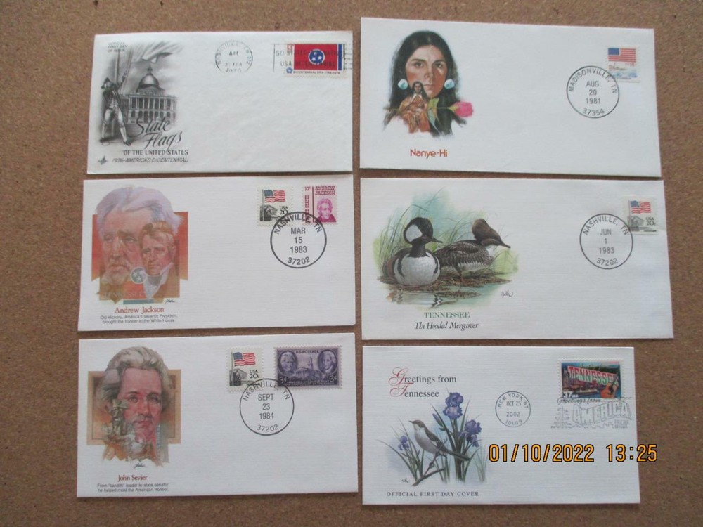 Tennessee: 6 Various First Day Covers