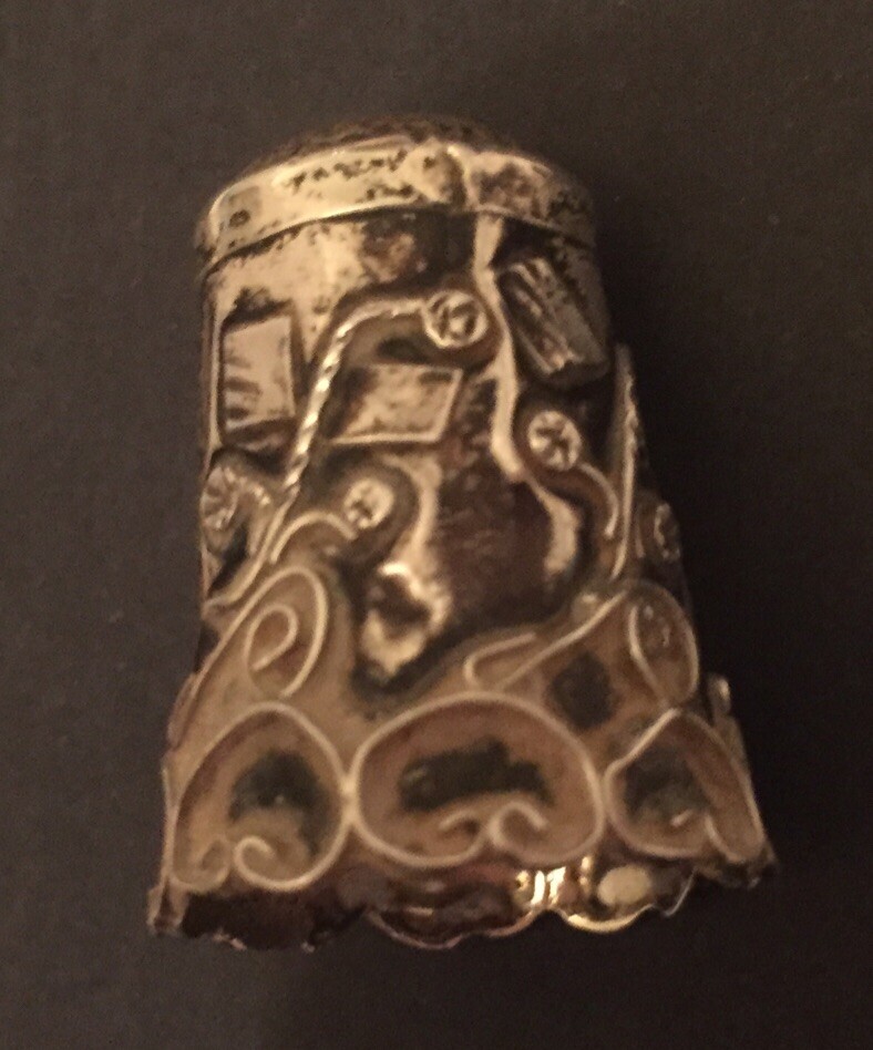 Mexican Vintage Silver Thimbles X 2
