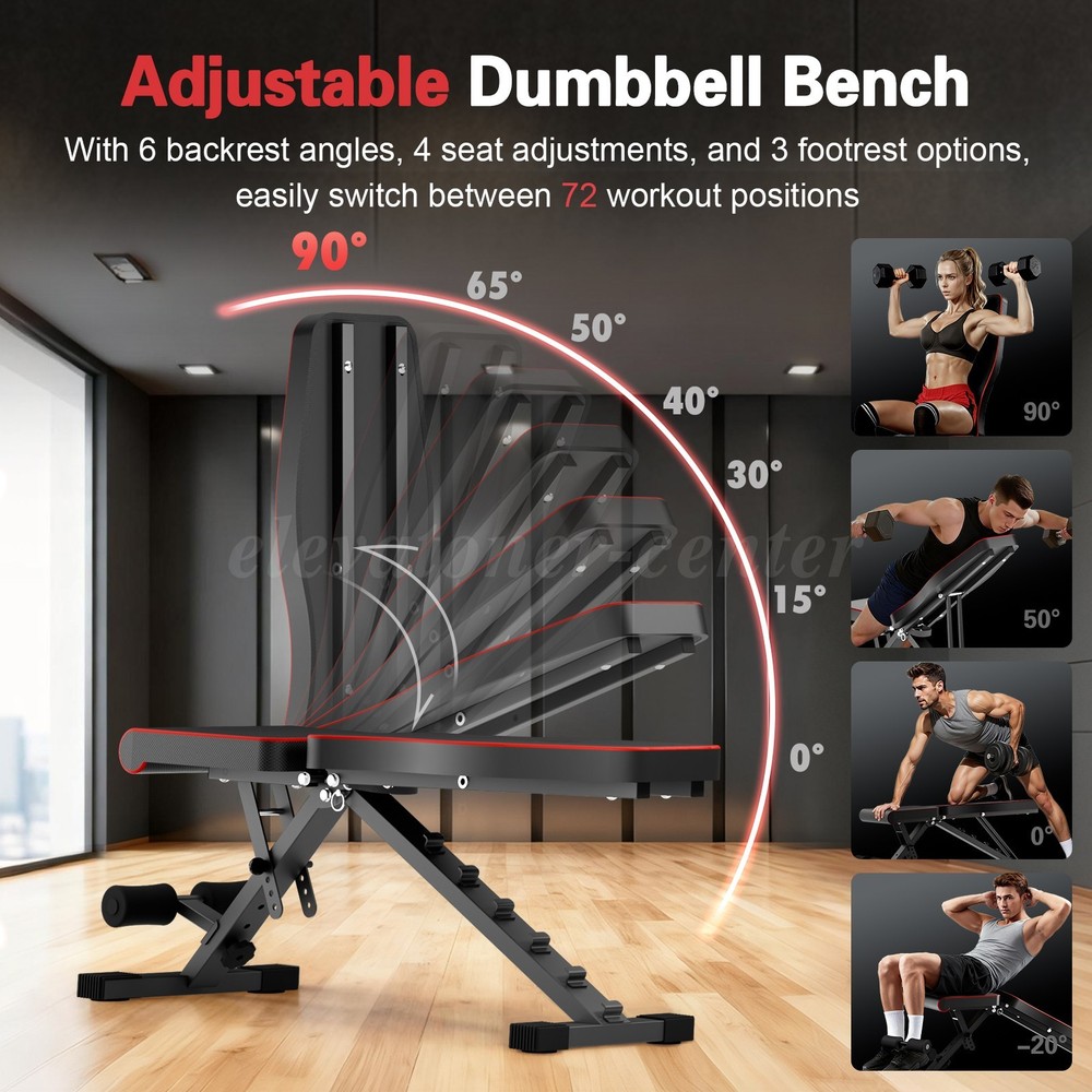 Multifunctional Adjustable Dumbbell Bench, 660LBS Foldable Weight Bench for Gym