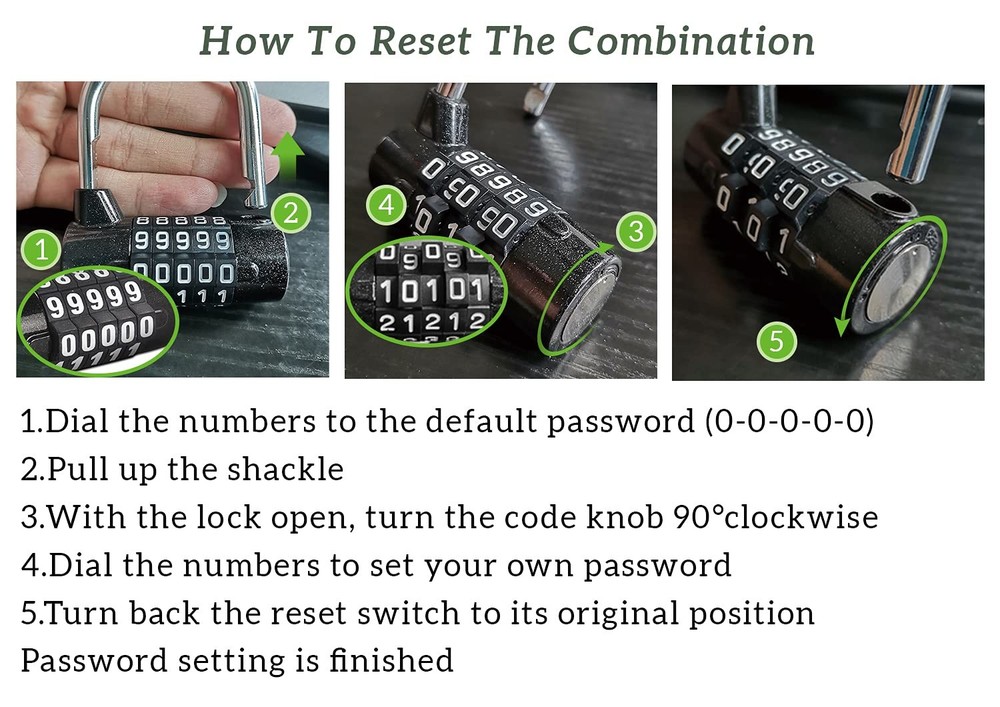 5 Digit Combination Lock,Gym Padlock,Replaceable Combination Lock,Suitable fo...