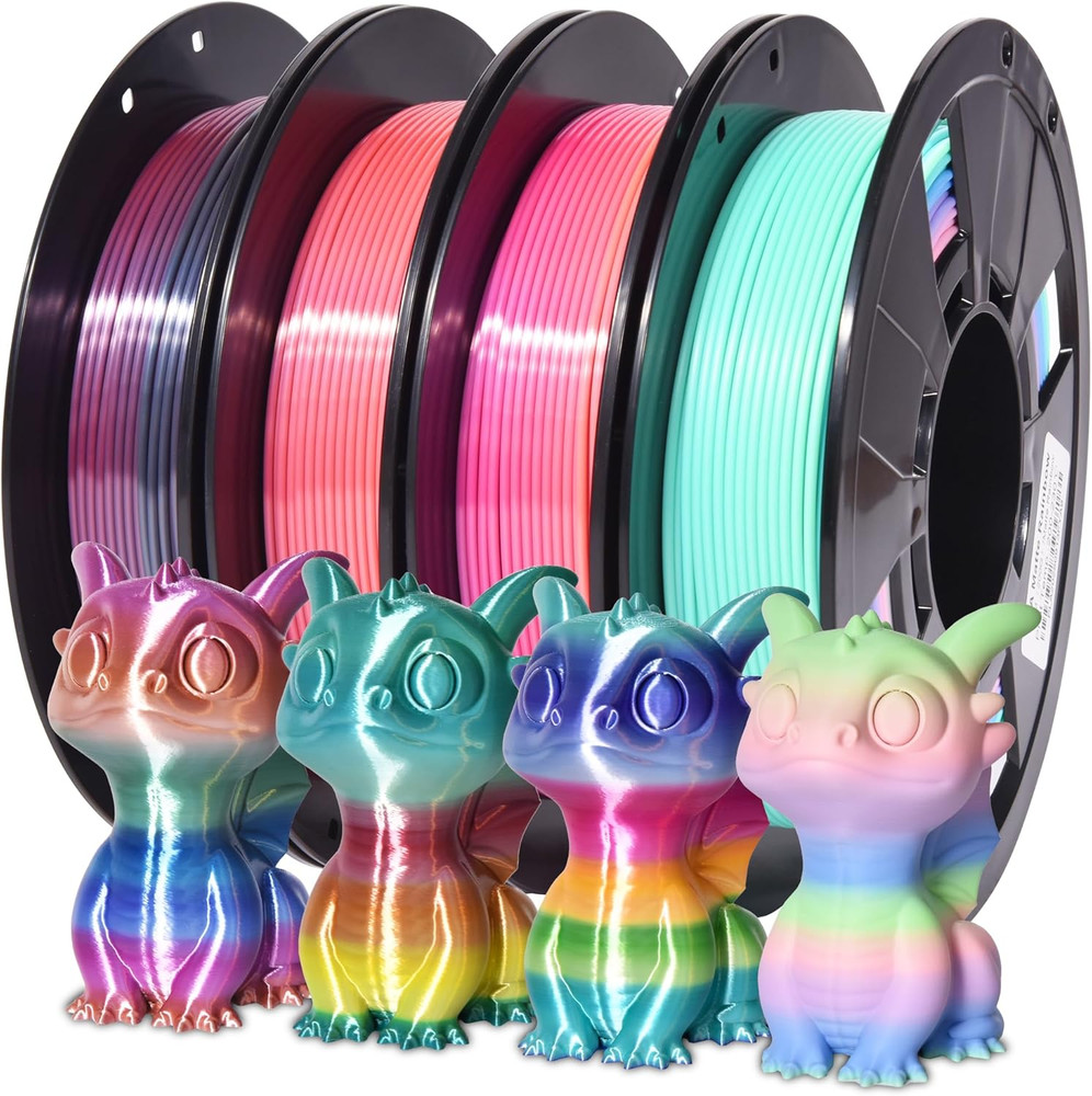 3D Printer Filament Bundle Silk Shiny Rainbow PLA Filament, Multicolore Fast ...
