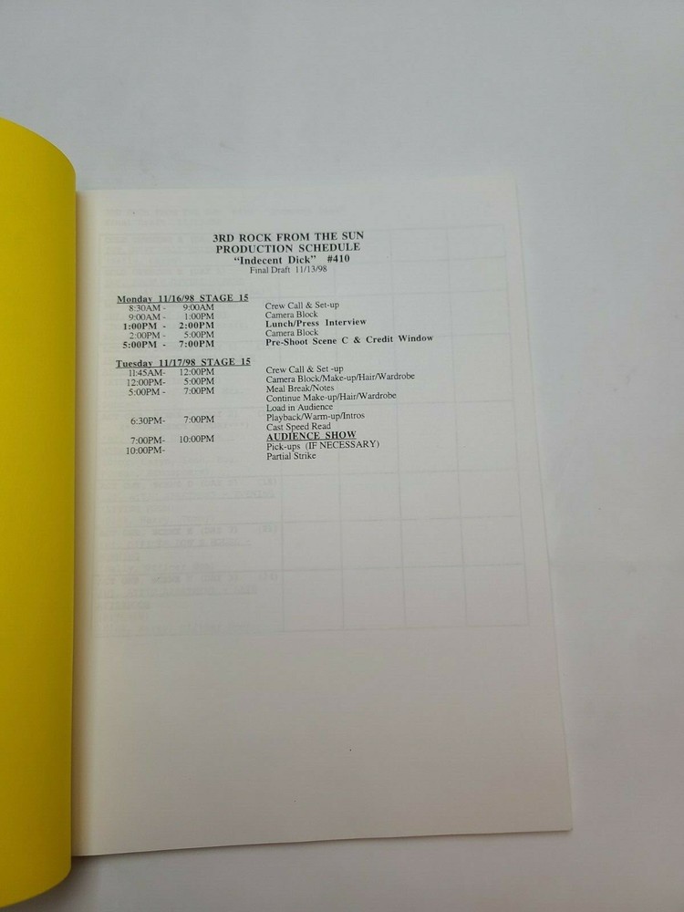 3RD ROCK FROM THE SUN / Bob Kushell 1998 TV Script, John Lithgow "Indecent Dick"