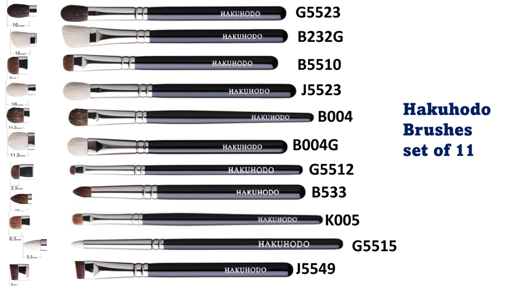 Hakuhodo 11 PCS Hand Crafted Makeup Eye Shadow Brushes