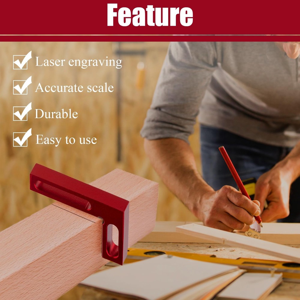90 Degree Mini Positioning Square, Premium Precision Woodworking Carpenter Co...