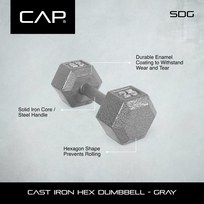 CAP Barbell 12lb Cast Iron Hex Dumbbell, Single