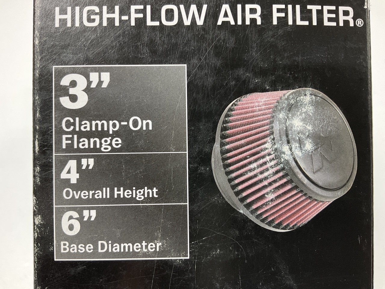 K&N RU5288 Universal Round Tapered Clamp On Air Filter - 3" ID Flange X 6" OD