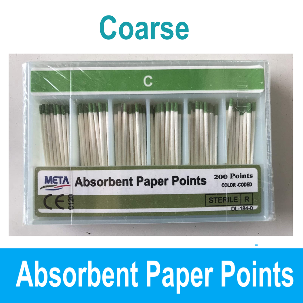 Dental Endodontic Absorbent Points / Paper Points, COARSE, 200/pk. Meta