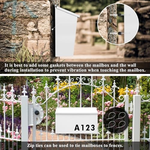 Wall-Mount Mailbox Large Mailbox for Post Rust-Proof Galvanized Steel White