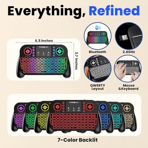 Mini Keyboard with Touchpad-2.4GHz & Bluetooth Dual-Mode,7-Color Backlight,
