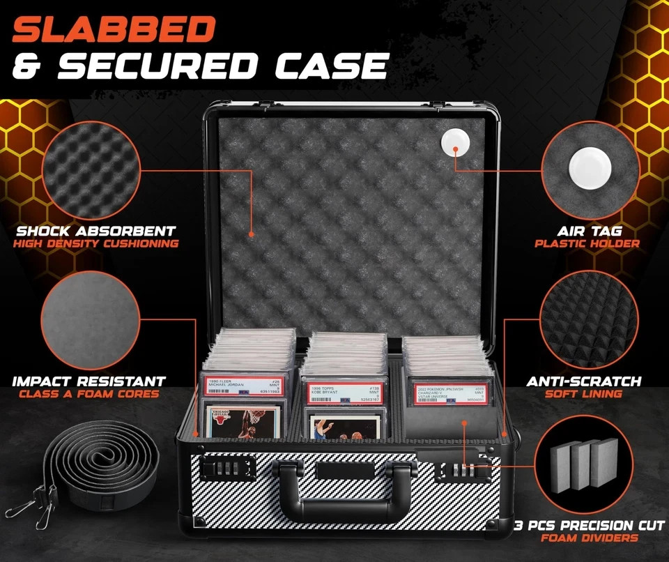 Graded Card Storage Box - Lockable Slab Case for Graded Cards, Baseball Card