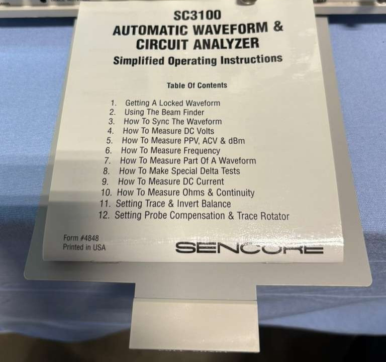 Sencore Automatic 100MHz Waveform & Circuit Analyzer Oscilloscope Model SC3100