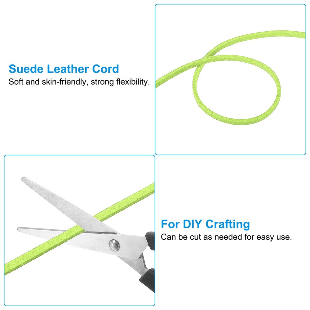 Suede Lanyard String with Roll Spool 98 Yard, Flat Microfiber Cord, Fruit Green